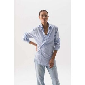 Light Blue Striped Cowl & Turtleneck Sweater